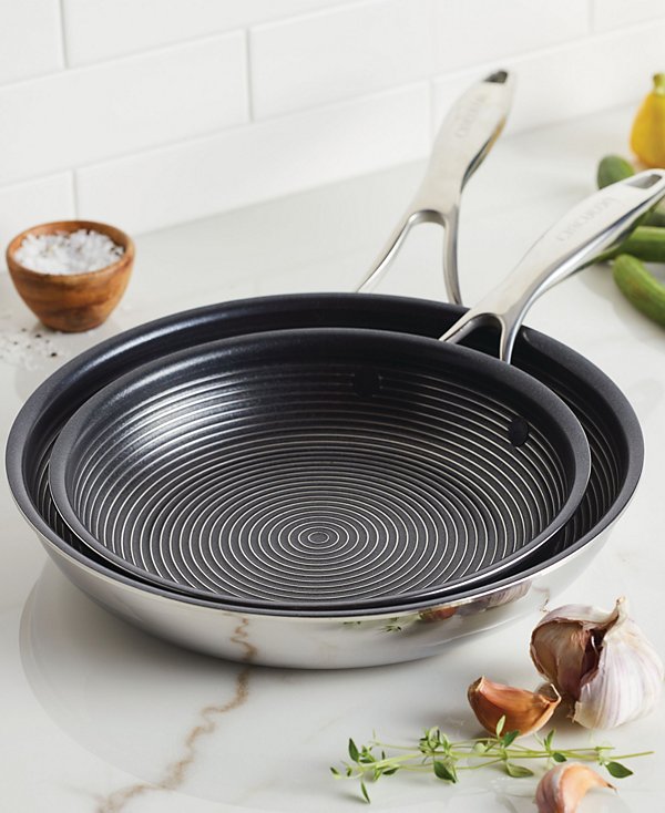 SteelShield C-Series Tri-Ply Clad Nonstick Frying Pan Set, 2-Piece, Silver